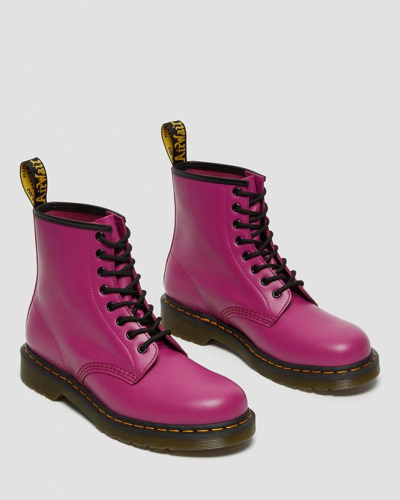 Pink Men's Dr Martens 1460 Smooth Leather Lace Up Boots | CA 532QMA